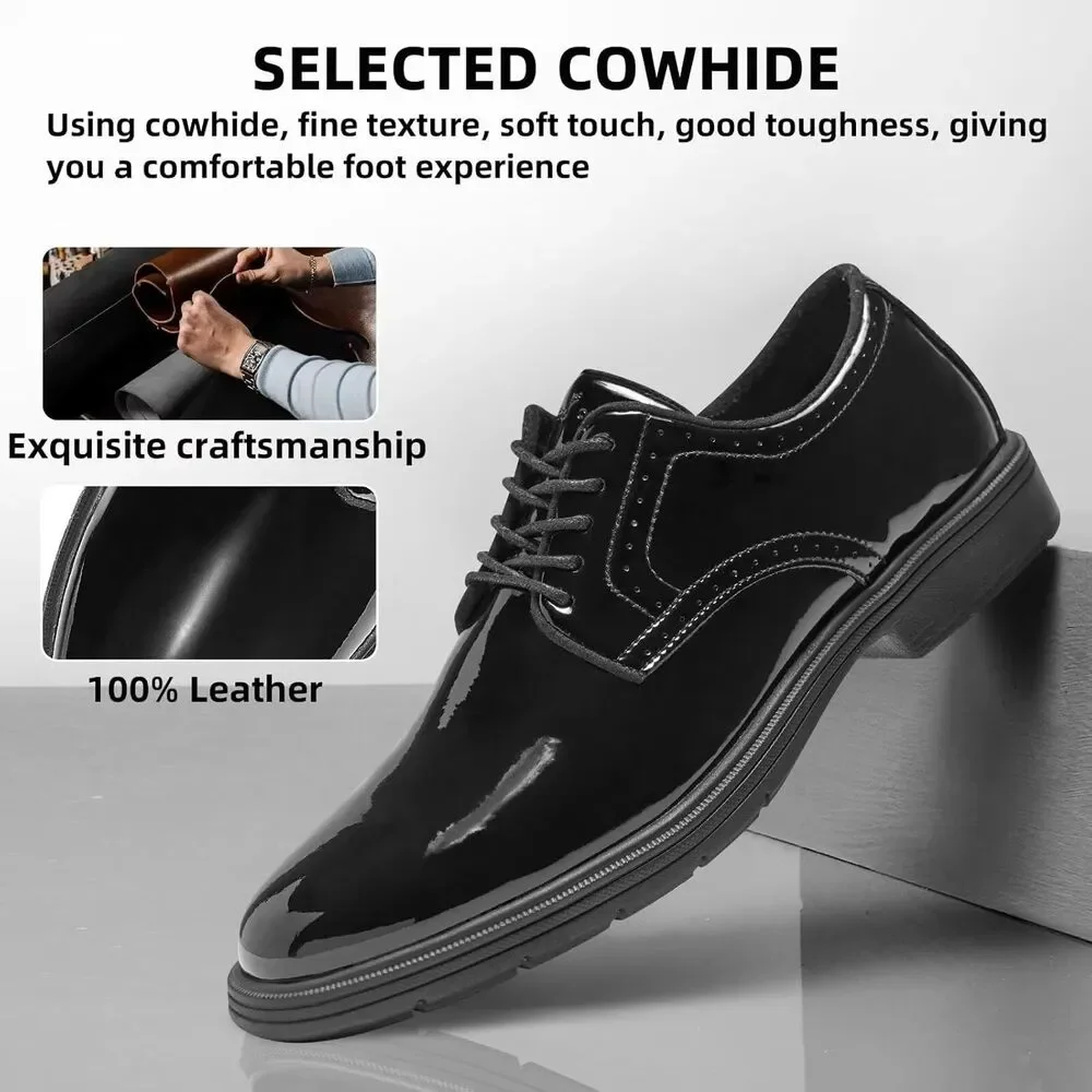 Men’s Black Leather Dress Shoes Oxford Arch Support Comfort Size 9